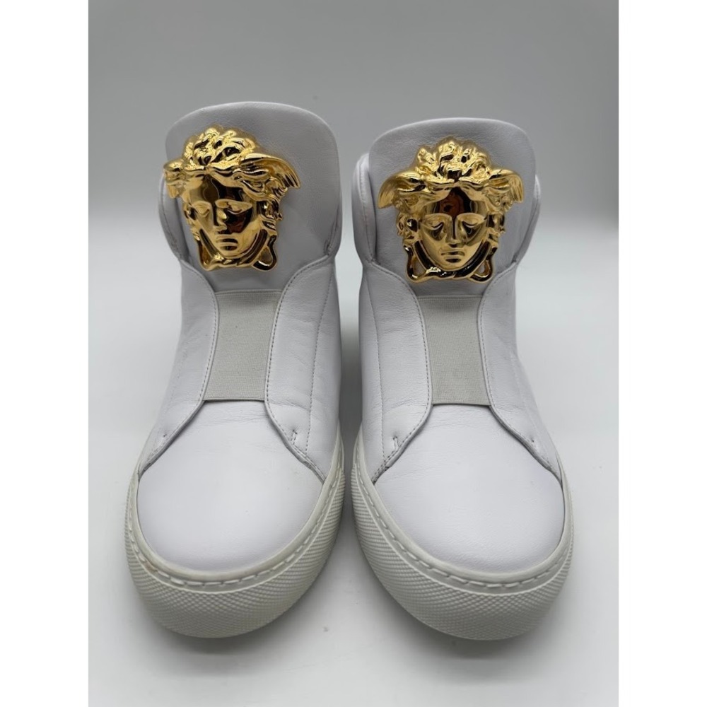 Versace Palazzo Medusa White Leather High Top Sneakers Mens US 7 EU 39 NEW